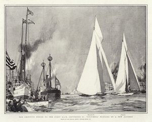The Exciting Finish to the First Race, 28 September, Columbia Winning by a Few Seconds by Charles Edward Dixon